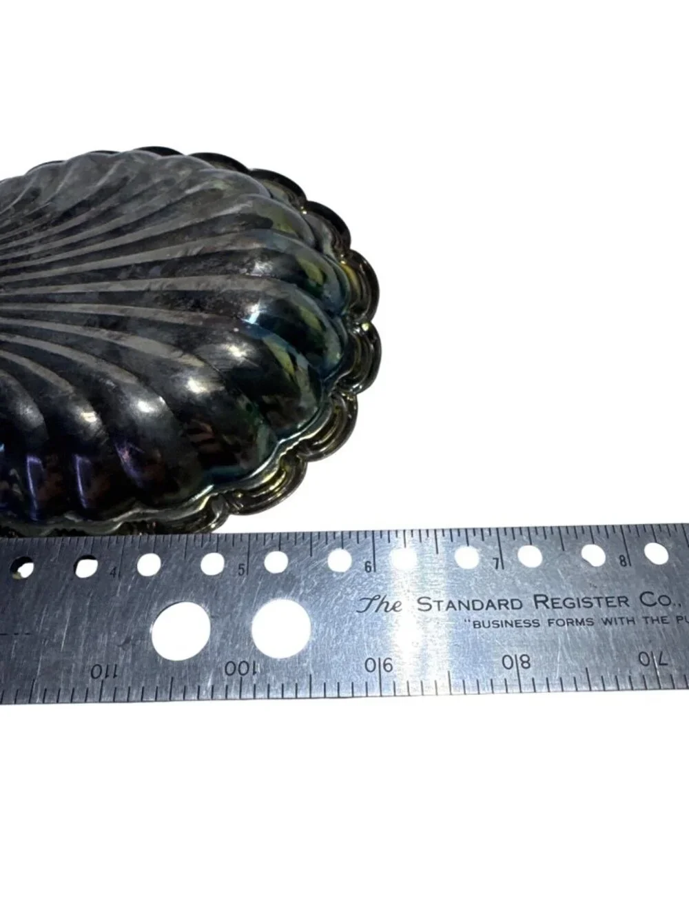 Vintage Silver Plated Clam Shell Shaped Decorative Bowl 7 Inches Ornate Scallope